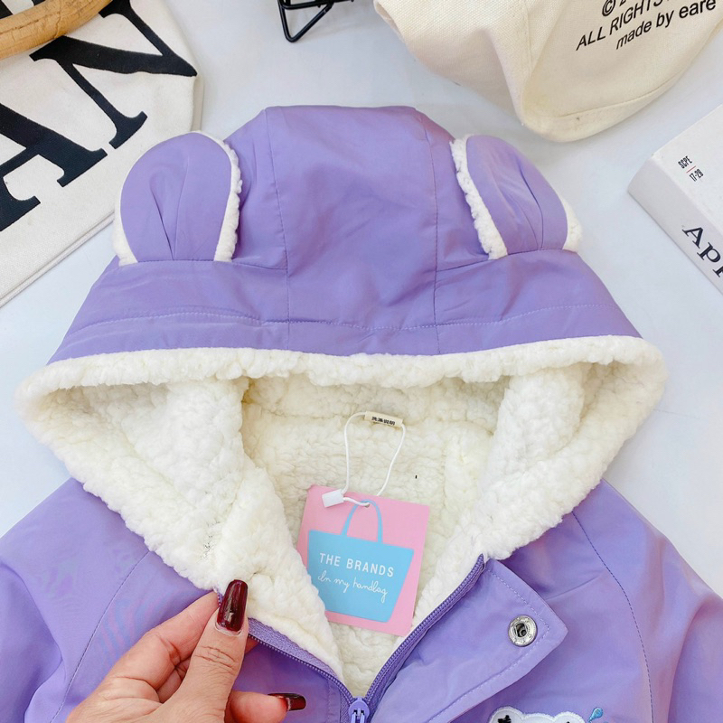 Siêu phẩm áo gió parka thêu gấu cho bé gái