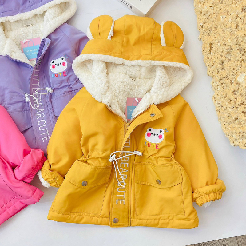 Siêu phẩm áo gió parka thêu gấu cho bé gái