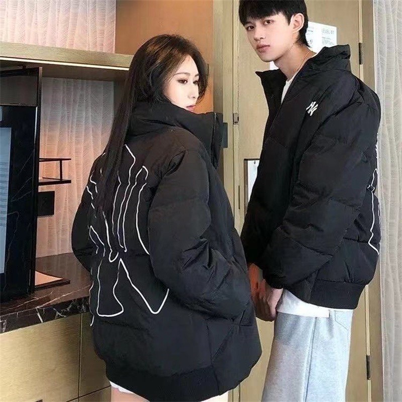 Áo phao MLB logo thêu chính hãng cao cấp phao béo Pufer Jacket basic cổ cao , tem mac đầy đủ form nam nữ