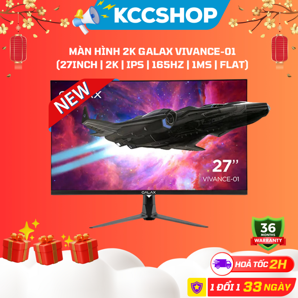 Màn hình 2K Galax Vivance-01 (27inch | 2K | IPS | 165Hz | 1ms | Flat | MGVIIB27NB50)