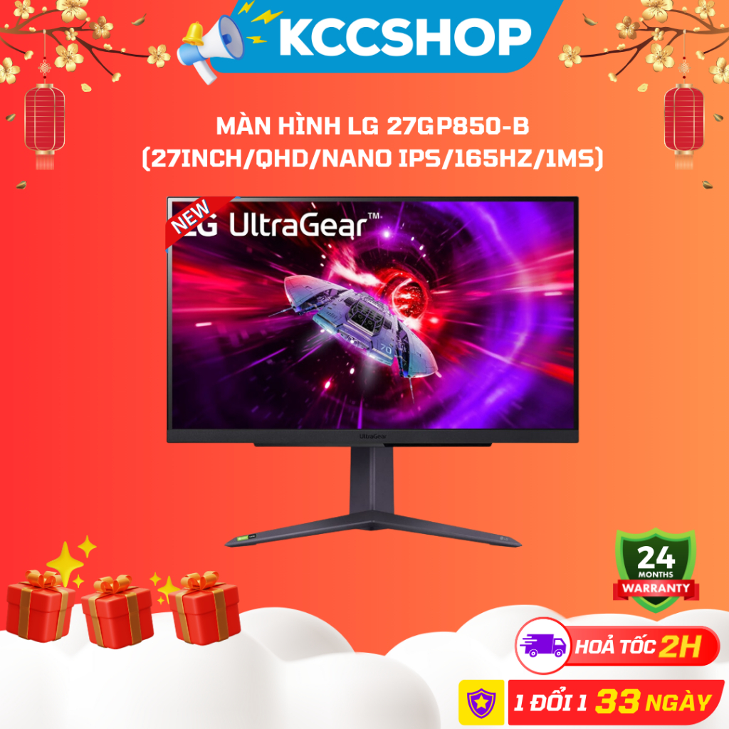 Màn hình LG 27GP850-B (27inch/QHD/NanoIPS/165Hz/1ms/320nits/HDMI+DP+USB+Audio/Freesync)