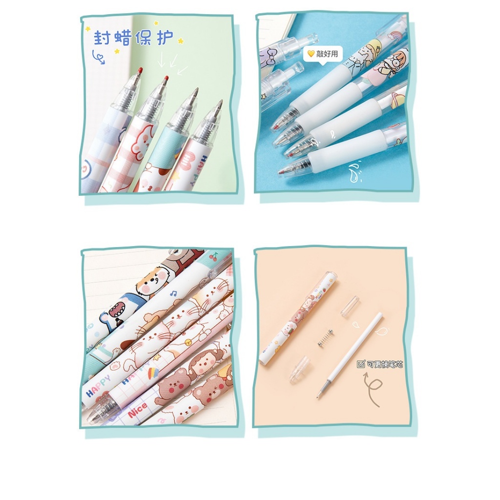Bút Mực Gel Đen Hoạt Hình Dễ Thương Hàn Quốc