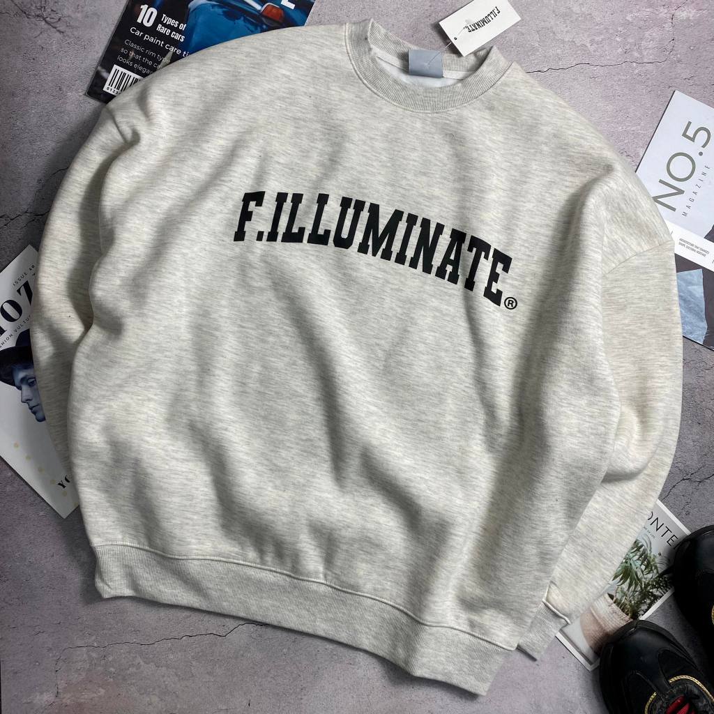 Áo nỉ F.ILLUMINATE in chữ unisex mặc đôi nam nữ