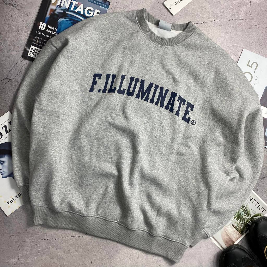 Áo nỉ F.ILLUMINATE in chữ unisex mặc đôi nam nữ