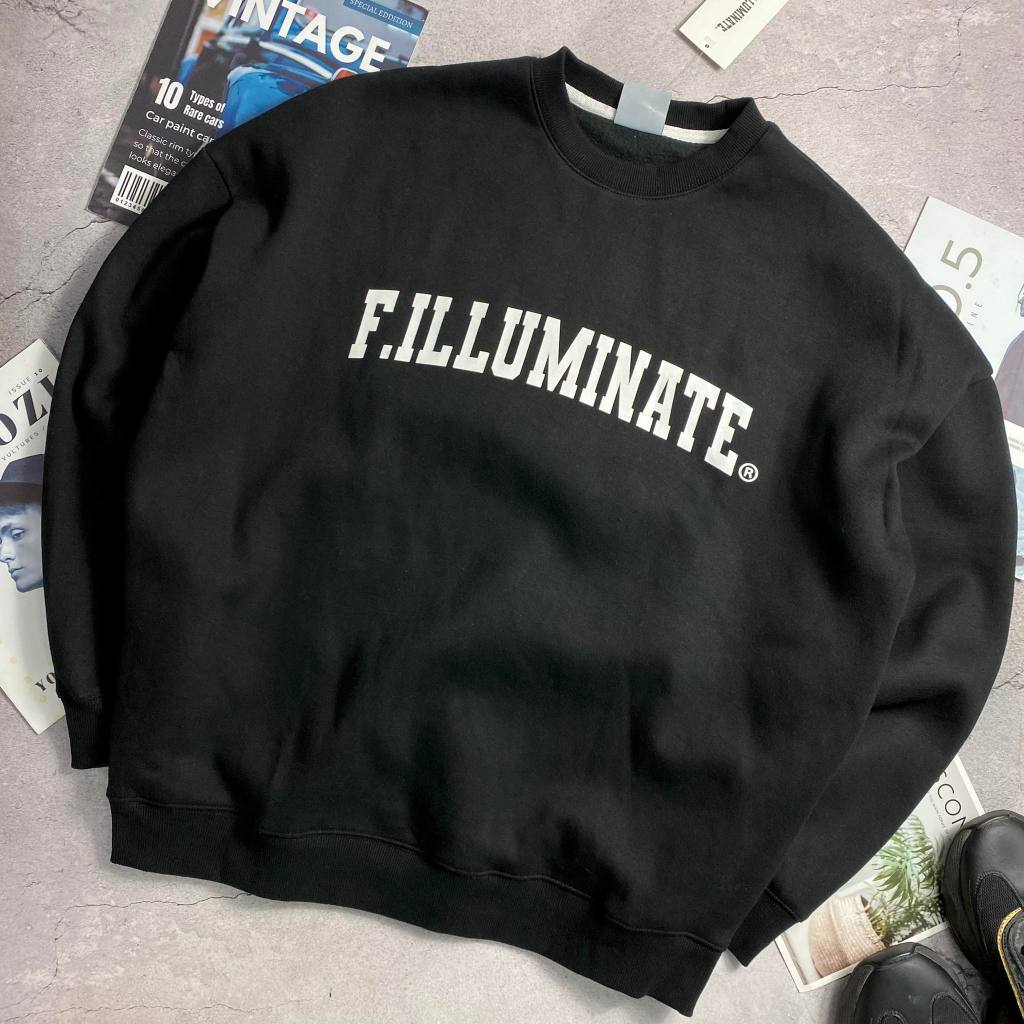 Áo nỉ F.ILLUMINATE in chữ unisex mặc đôi nam nữ