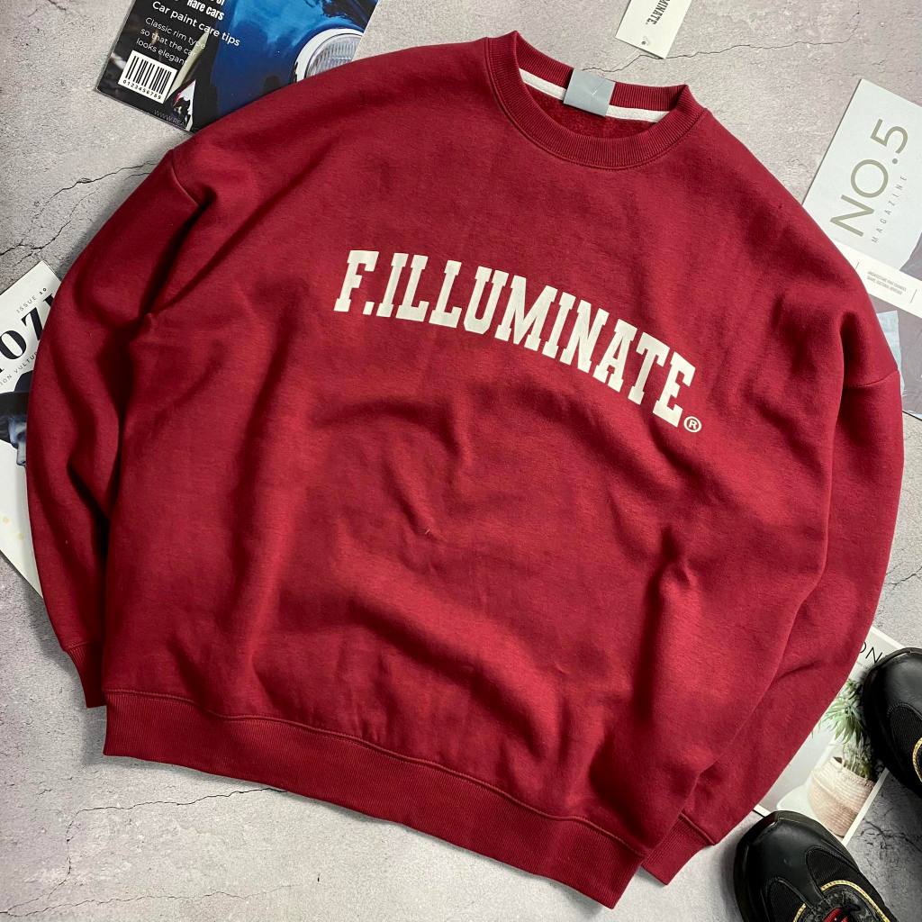 Áo nỉ F.ILLUMINATE in chữ unisex mặc đôi nam nữ