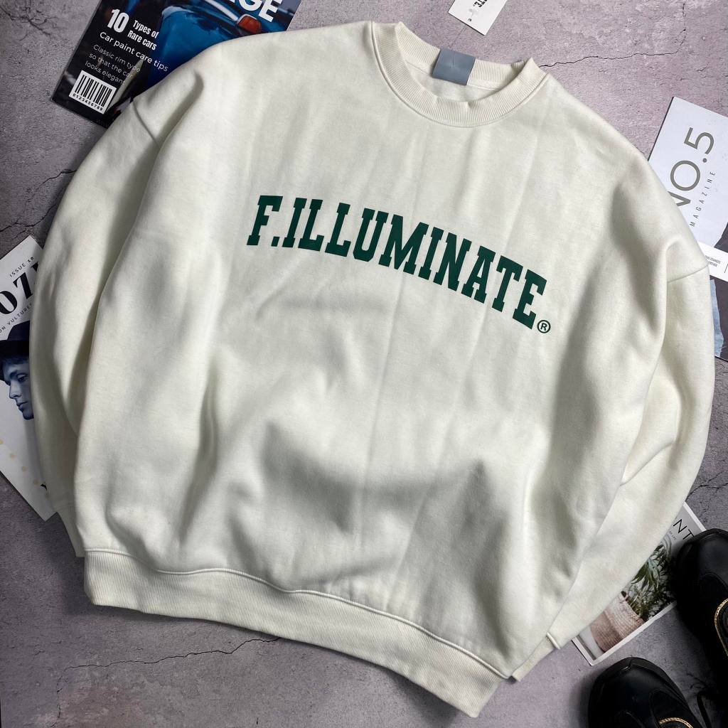 Áo nỉ F.ILLUMINATE in chữ unisex mặc đôi nam nữ
