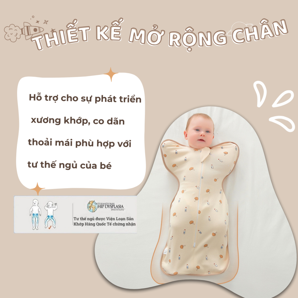 Nhộng Chũn Sơ Sinh YeeHoo Vải Modal Cho Bé Từ 3-11kg Giúp Bé Ngủ Ngon