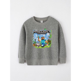 Áo nỉ thun cotton Minecraft 2 cho bé trai Thu Đông 2024