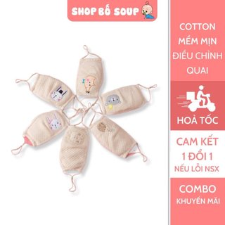 Khẩu trang cho bé vải Cotton hữu cơ cao cấp điều chỉnh quai có họa tiết cho bé