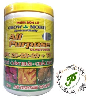 Phân bón lá grow more npk 20-20-20+te - #377a# 500g