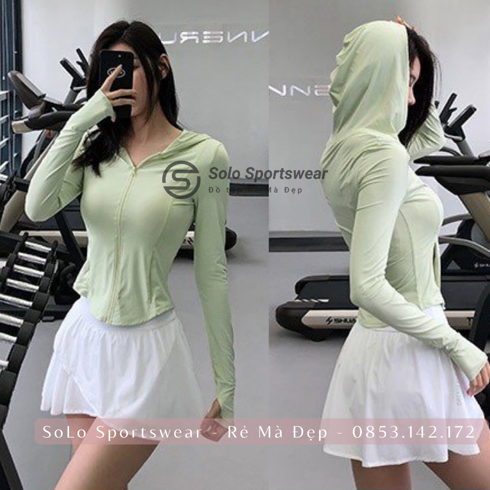 Áo khoác Gym Chống Nắng Thể Thao Nữ Thun Mềm Siêu Mịn Cực Co Giãn Thoáng Mát Thoải Mái SOLO SPORTSWEAR 2288