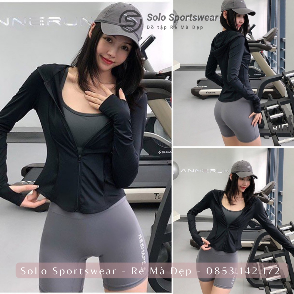 Áo khoác Gym Chống Nắng Thể Thao Nữ Thun Mềm Siêu Mịn Cực Co Giãn Thoáng Mát Thoải Mái SOLO SPORTSWEAR 2288