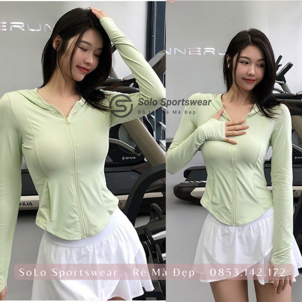 Áo khoác Gym Chống Nắng Thể Thao Nữ Thun Mềm Siêu Mịn Cực Co Giãn Thoáng Mát Thoải Mái SOLO SPORTSWEAR 2288