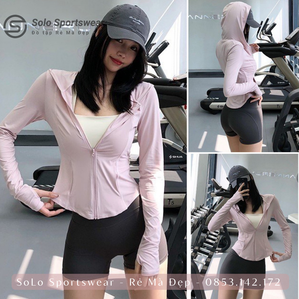 Áo khoác Gym Chống Nắng Thể Thao Nữ Thun Mềm Siêu Mịn Cực Co Giãn Thoáng Mát Thoải Mái SOLO SPORTSWEAR 2288