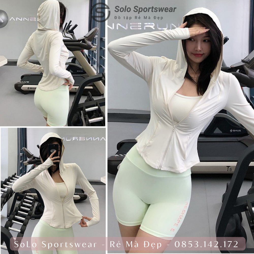 Áo khoác Gym Chống Nắng Thể Thao Nữ Thun Mềm Siêu Mịn Cực Co Giãn Thoáng Mát Thoải Mái SOLO SPORTSWEAR 2288