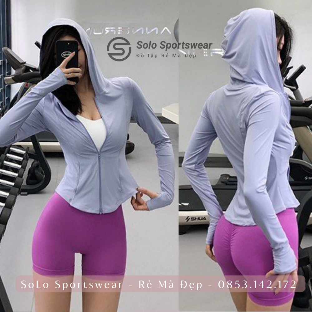 Áo khoác Gym Chống Nắng Thể Thao Nữ Thun Mềm Siêu Mịn Cực Co Giãn Thoáng Mát Thoải Mái SOLO SPORTSWEAR 2288