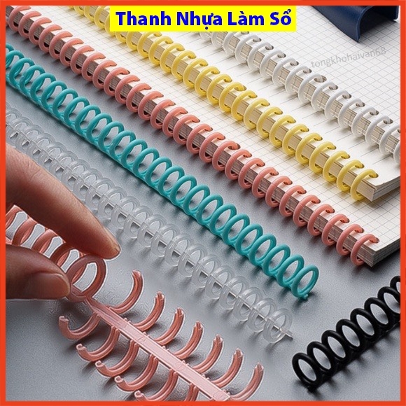 Thanh còng nhựa để làm sổ, binder đóng gáy kẹp tài liệu đường kính 12mm có nhiều màu A5 B5 A4 20 26 30 lỗ