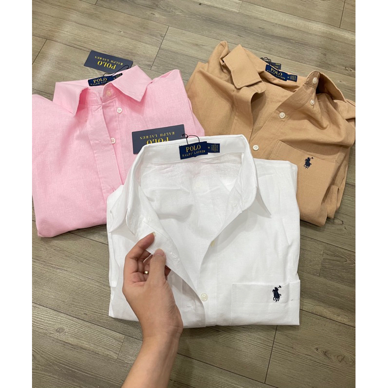 Sơmi thêu polo tay dài có túi