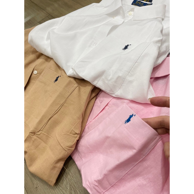 Sơmi thêu polo tay dài có túi