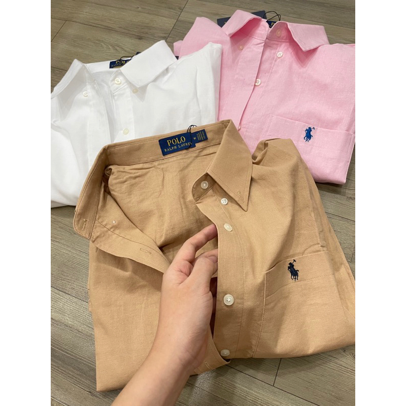 Sơmi thêu polo tay dài có túi