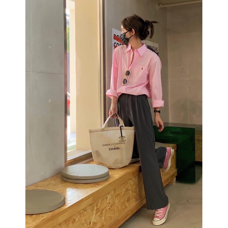 Sơmi thêu polo tay dài có túi