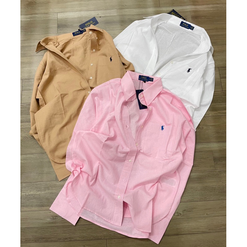 Sơmi thêu polo tay dài có túi