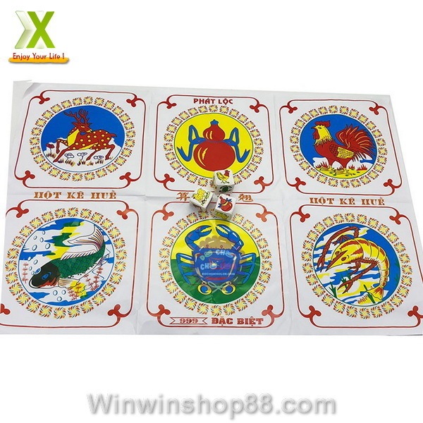 Bộ Bầu Cua Tôm Cá bàn giấy xúc xắc nhựa/xốp size to chất lượng cao