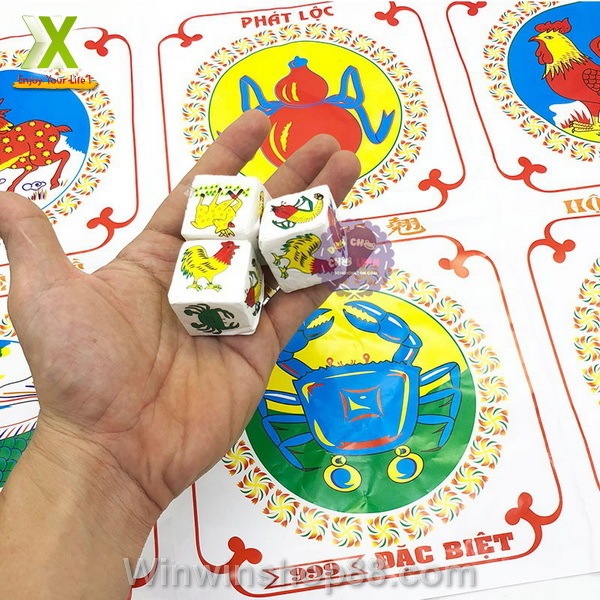 Bộ Bầu Cua Tôm Cá bàn giấy xúc xắc nhựa/xốp size to chất lượng cao