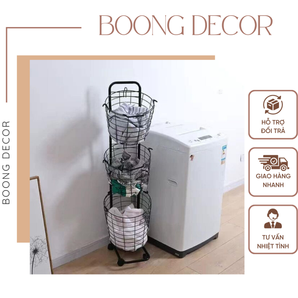 Giỏ Đựng Quần Áo Bẩn Mắt Lưới Thông Thoáng Thiết Kế Chắc Chắn Có Bánh Xe