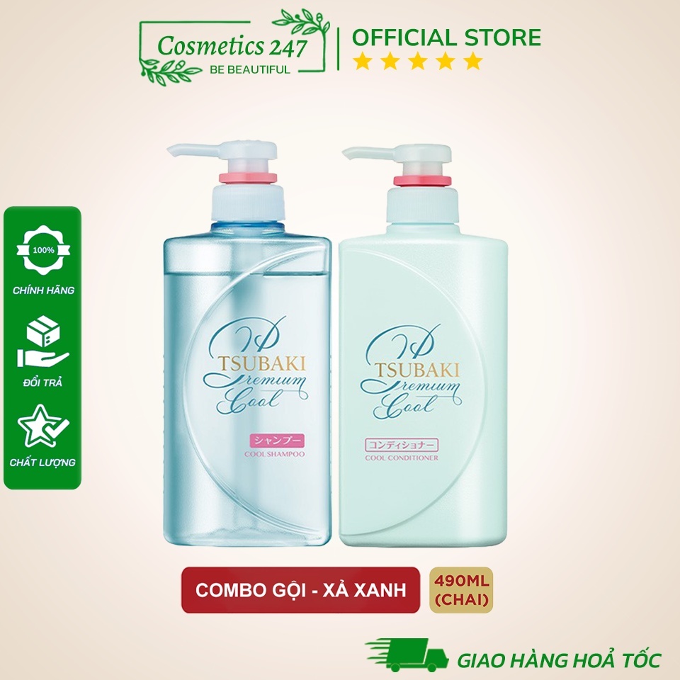 Combo gội xả - Dầu gội Tsubaki Xanh Dưỡng tóc bóng mượt & Phục hồi ngăn rụng tóc