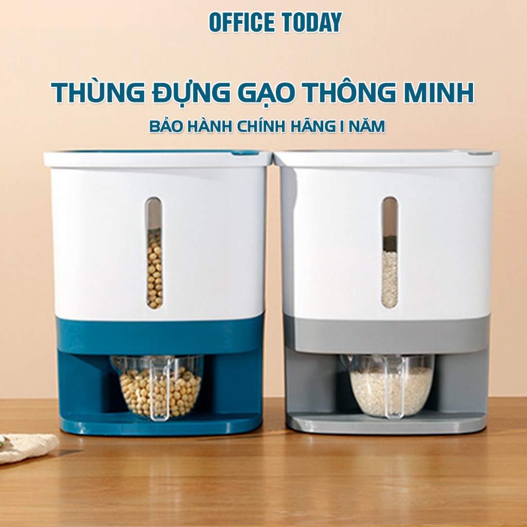 Thùng Gạo Thông Minh 10Kg, Thùng Đựng Gạo, Ngũ Cốc Tự Động Vật Liệu Nhựa An Toàn Cho Sức Khỏe Bảo Hành 1 Năm