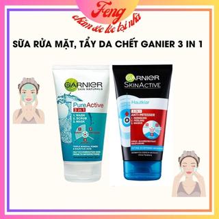 Sữa Rửa Mặt Garnier Hautklar 3 in 1 tẩy da chết dành cho da nhờn, dầu và da mụn 150ml