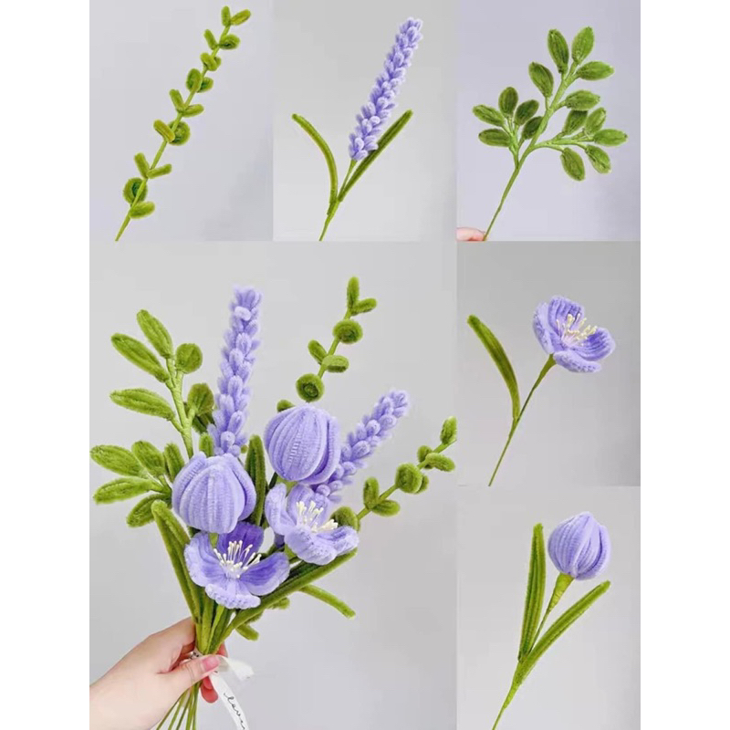 BÓ HOA KẼM NHUNG CẦM TAY