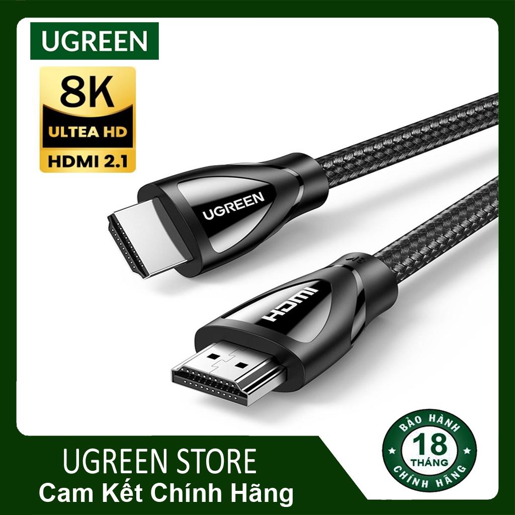 Cáp HDMI 2.1 Ugreen HD140 hỗ trợ 4K120Hz 8K60Hz dây bọc dù Chính Hãng Ugreen