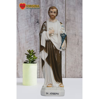 Tượng sứ Thánh Giuse hoa huệ 13 - 17cm