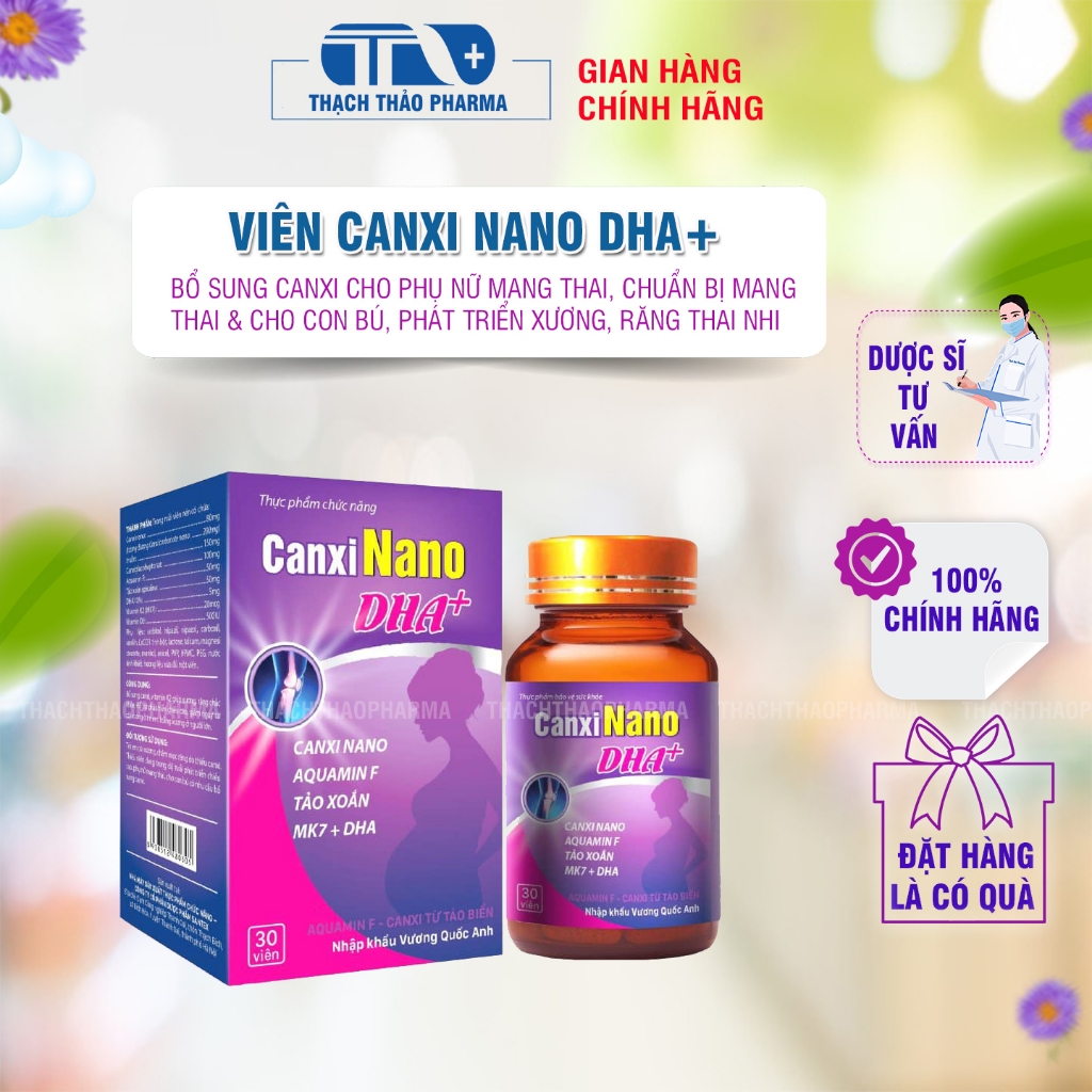CANXI NANO +DHA+ D3+ K2+ INULIN DÀNH CHO BÀ BẦU - LỌ 30 VIÊN