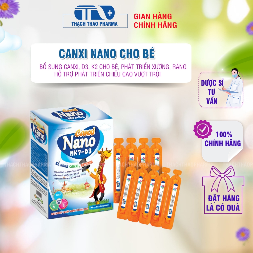 CANXI NANO D3 K2- HƯƠU CAO CỔ - BỔ SUNG CANXI PHÁT TRIỂN CHIỀU CAO CHO BÉ. (HỘP 20 ỐNG)