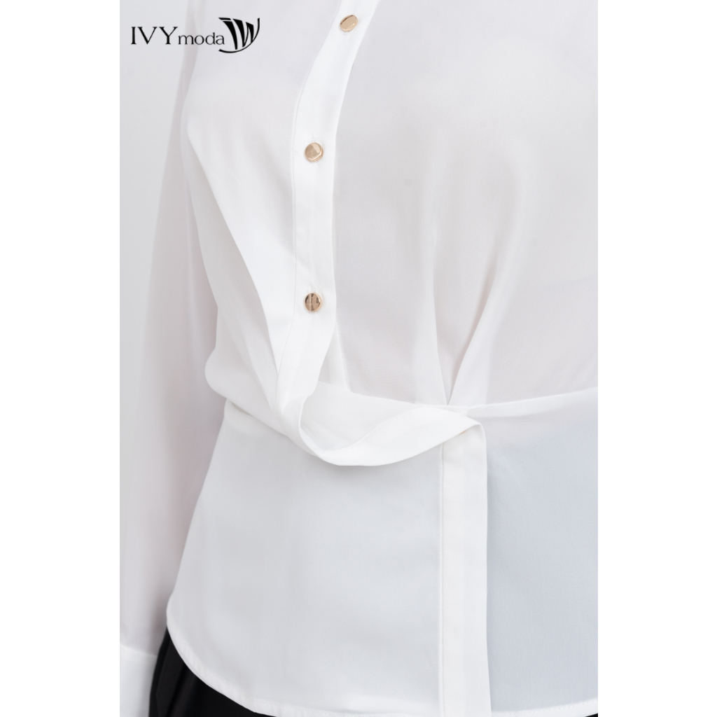 Áo sơ mi lụa cổ đức nữ IVY moda MS 17B9519