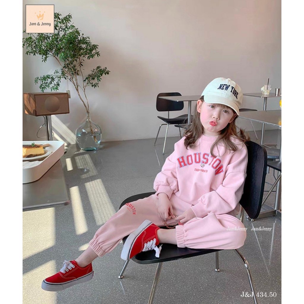 Bộ nỉ bé gái Jam & Jenny hồng Houston