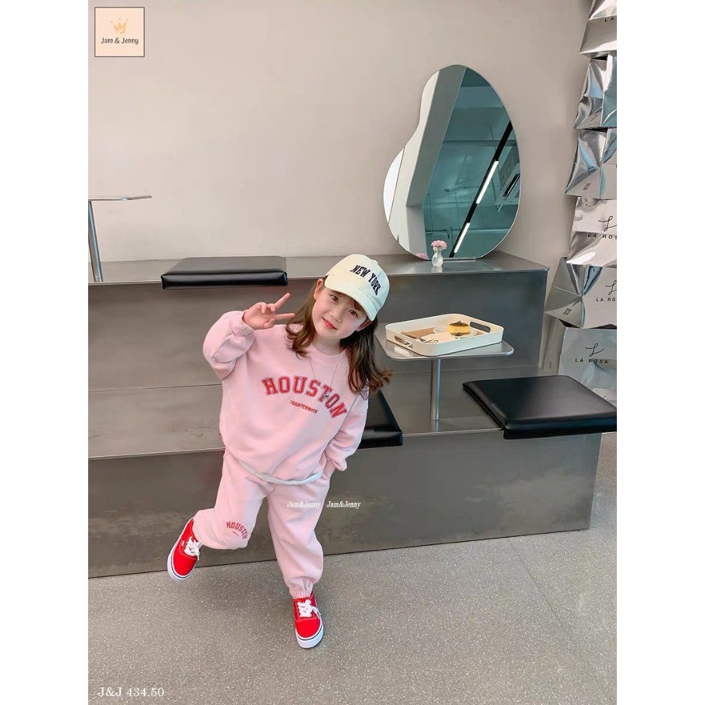 Bộ nỉ bé gái Jam & Jenny hồng Houston