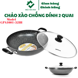 Chảo xào chống dính 2 quai Goldsun GPA1001 - Chảo nhôm lòng sâu vân đá kèm vung kính sử dụng mọi loại bếp dienmaybnd