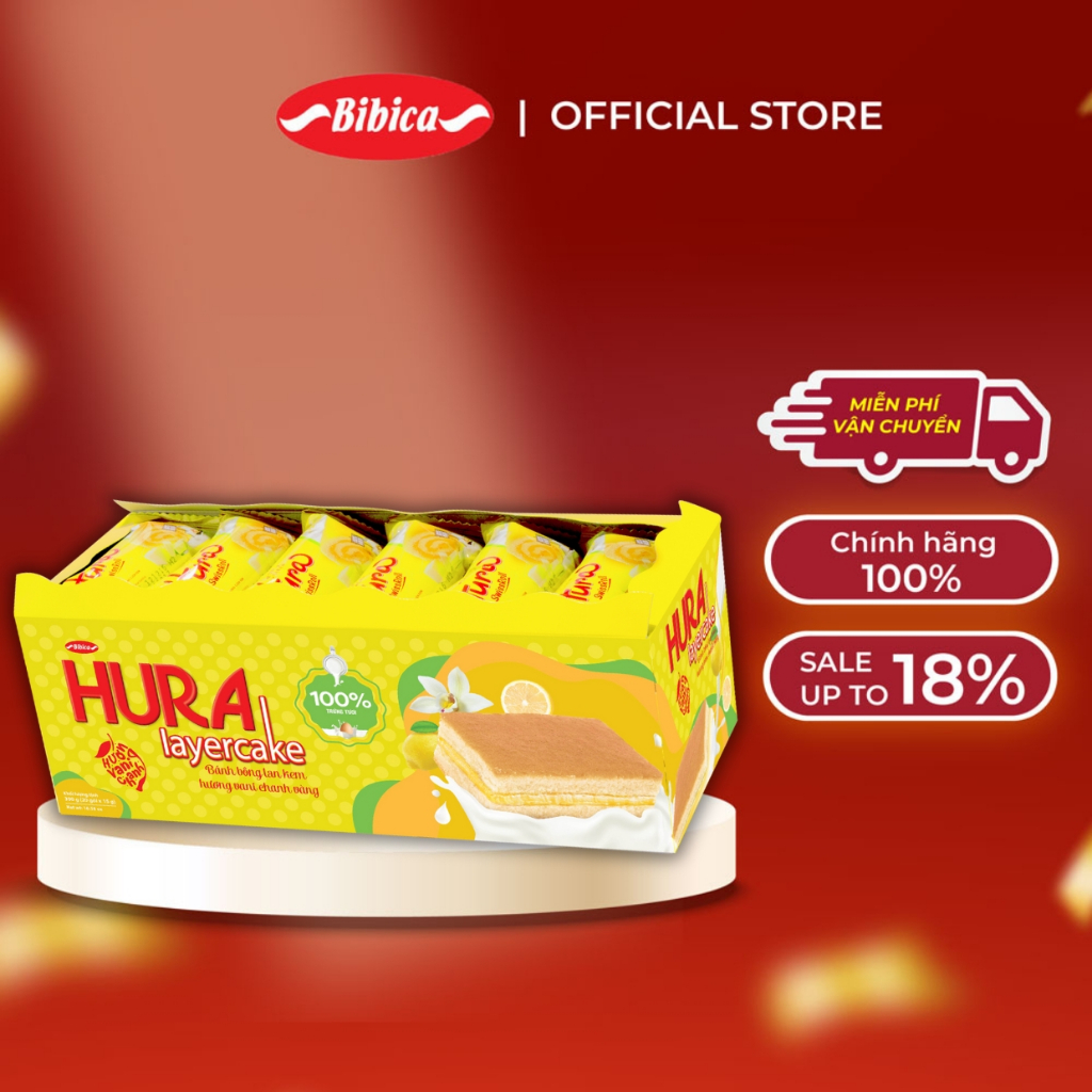 [MUA 4 TẶNG 1] Bánh Hura Layercake Dâu Bibica 300g