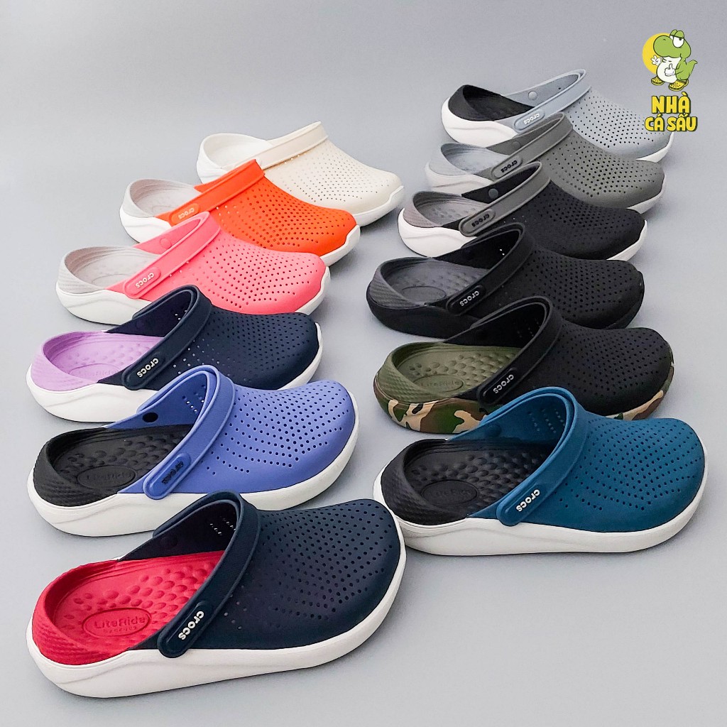 Dép crocs literide unisex clogs chính hãng, dép sục crocs literide nam nữ full nhựa EVA cao cấp siêu êm đi mưa được