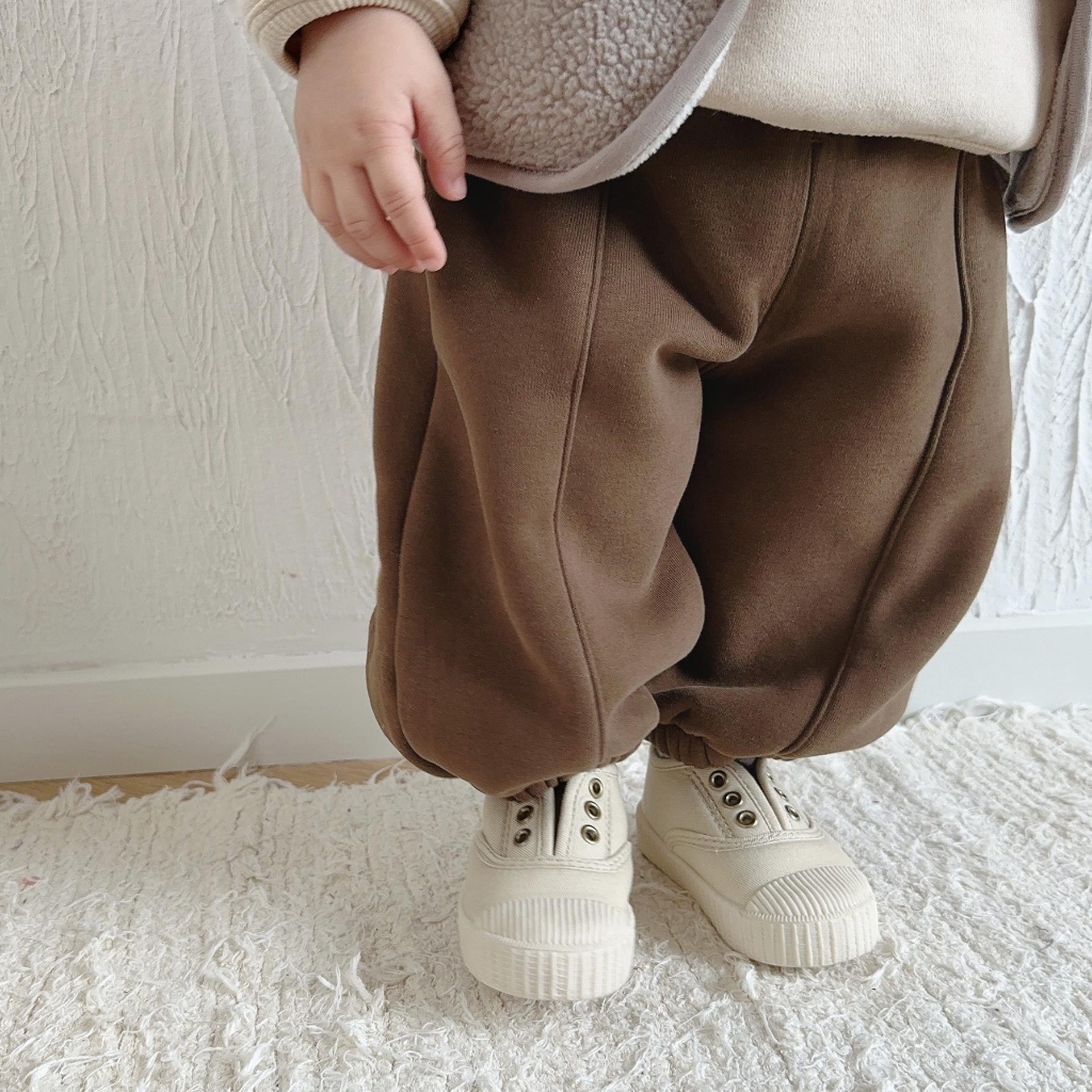 TE462 - Quần nỉ bông không xù dày dặn, mềm mại cho bé trai bé gái bo gấu chắn gió tốt size 9-17kg