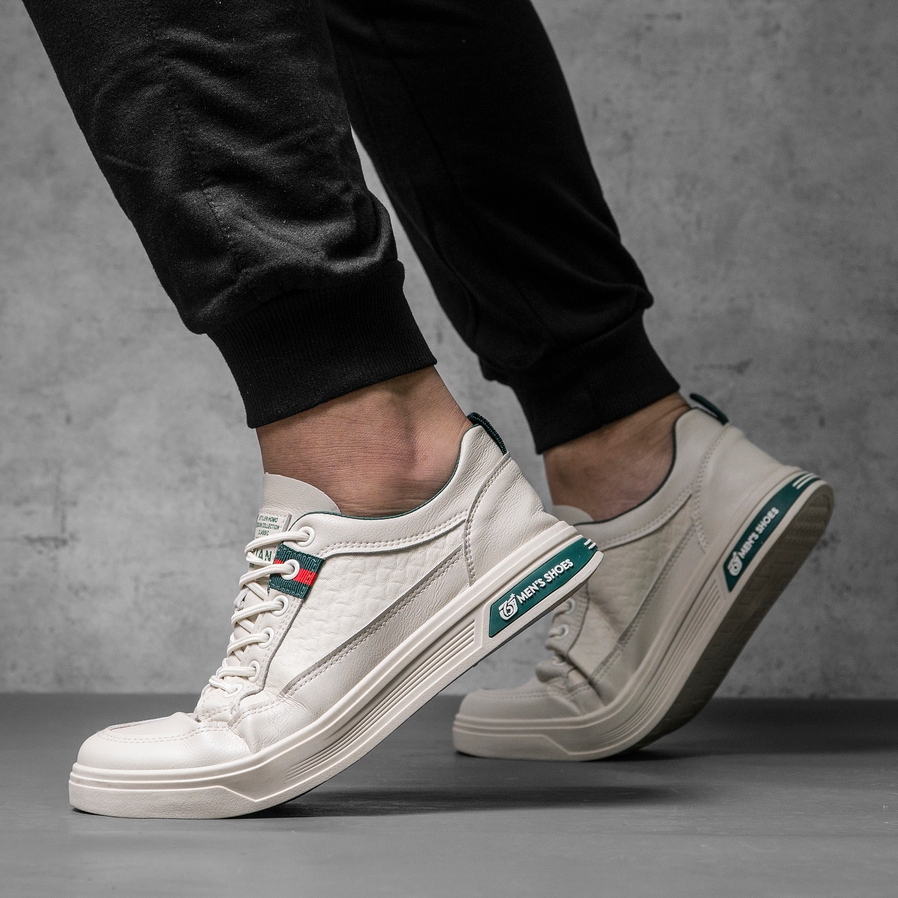 Giày Thể Thao Nam Sneaker ZANISTO CS954 Đế Cao Su Siêu Êm Chất Da Cao Cấp Bền Bỉ Màu Trắng