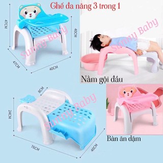 Ghế ăn dặm kiêm ghế gội đầu đa năng 3 in 1 hình gấu cho bé