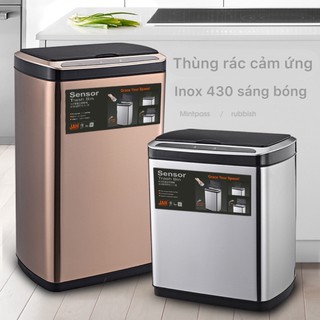 Thùng rác inox ASSEL , thông minh cảm ứng tự động mở nắp cao cấp