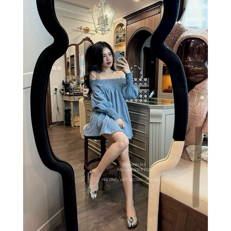 | Huong Quynh Bigsize| Áo Trễ Vai Tay Dài Jean Bigsize