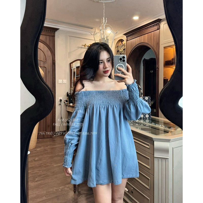 | Huong Quynh Bigsize| Áo Trễ Vai Tay Dài Jean Bigsize